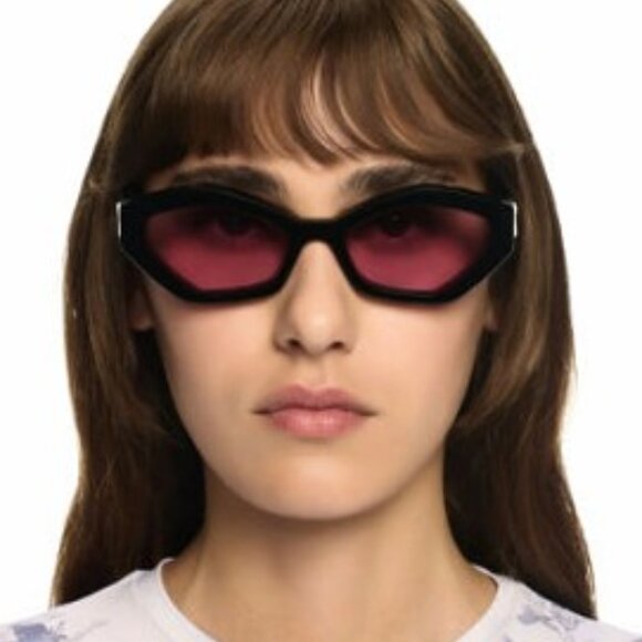 Off-White OERI144 HILO 1030 Sunglasses Black Cat Eye Frame, Pink Lenses - Picture 2 of 10